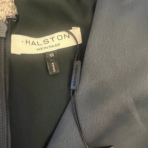NWT $395 Halston Heritage Flowy-Sleeve Satin Cocktail Dark Green Dress Sz10 - Picture 6 of 8